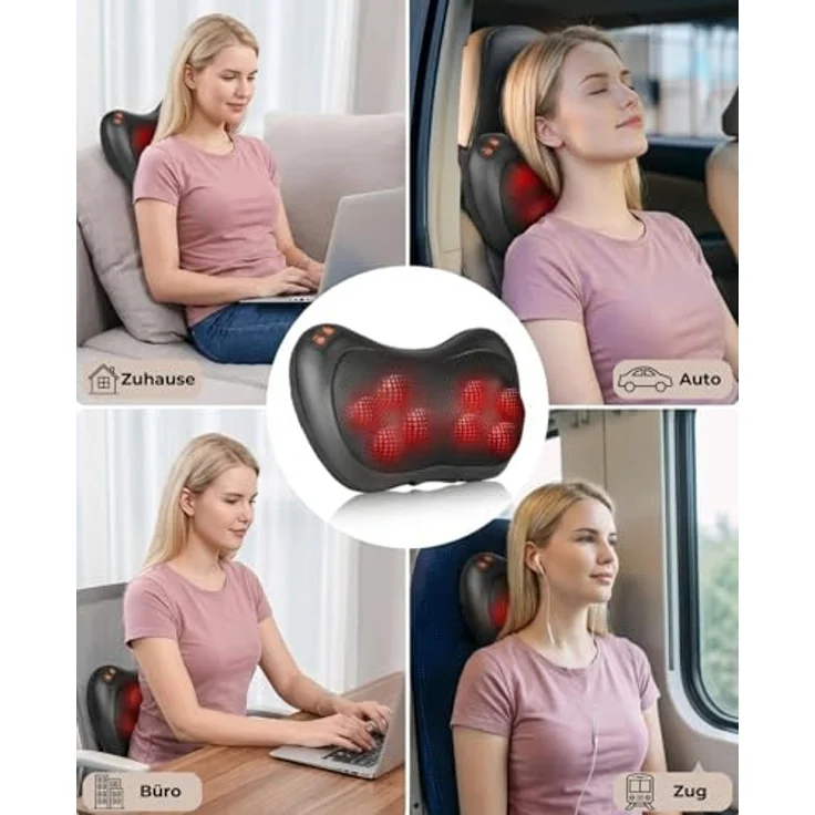 smartEC Witali Shiatsu Massagekissen mit ComfortHeat, elektronisches Nacken- Rückenmassagegerät, 8 rotierende Massageköpfe, für Nacken, Rücken, Schultern & Beine, 3 Geschwindigkeitsstufen, Sicherheitsfunktionen – Bild 3