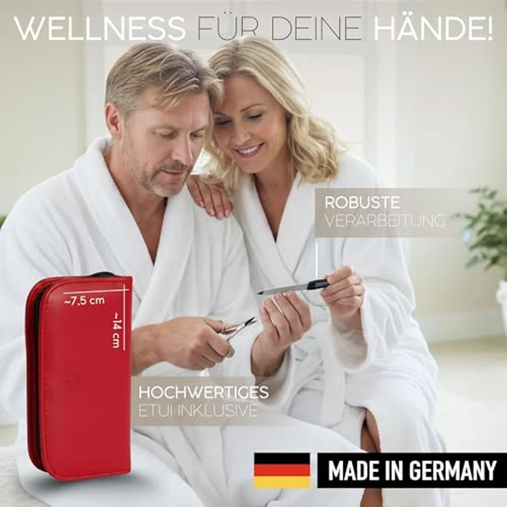 marQus Maniküre Set Solingen, 6-teiliges Nagelset aus glanzvernickeltem Stahl im Kunst-Leder Etui, ideal für Hand- und Fußpflege, handlich & weich – Bild 2