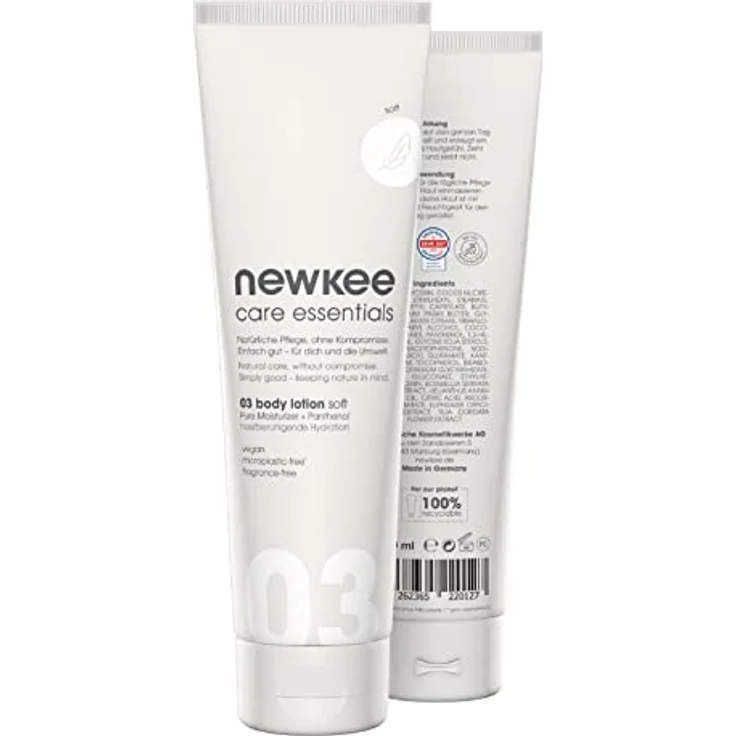 newkee body lotion sanft (150 ml) Körperlotion soft, Vegan, für trockene Haut, von Manuel Neuer und Angelique Kerber – Bild 1