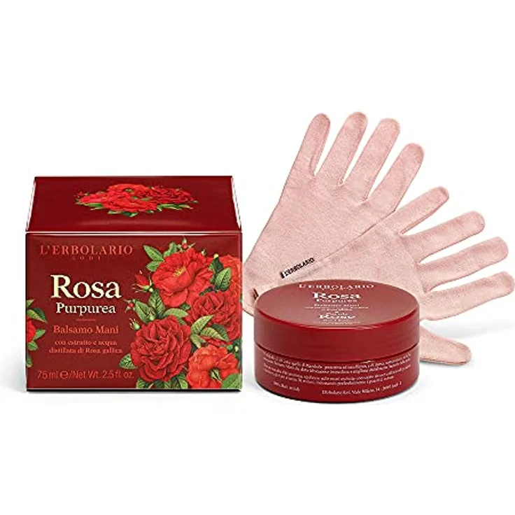 L'Erbolario Rosa Purpurea Handbalsam incl. Baumwollhandschuhe, 75 ml – Bild 1
