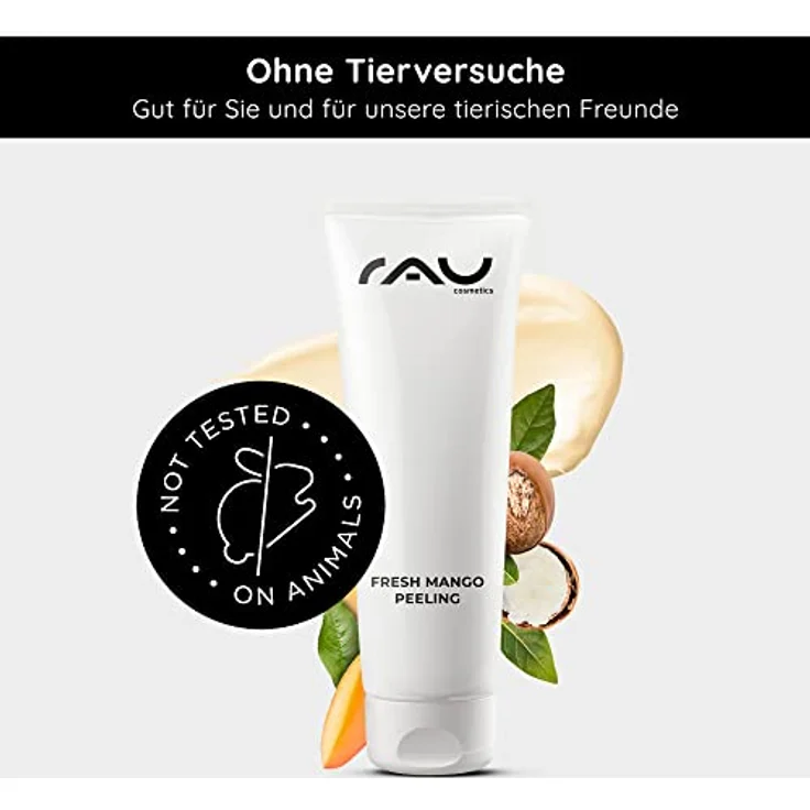 RAU Cosmetics Enzympeeling Fresh Mango Peeling 75 ml- Peeling gegen Mitesser, Pickel - Regenerationsbooster für Unreine, Reife, Trockene Haut & Neurodermitis - Zitronensäure, Vitamin C, Vitamin E – Bild 4