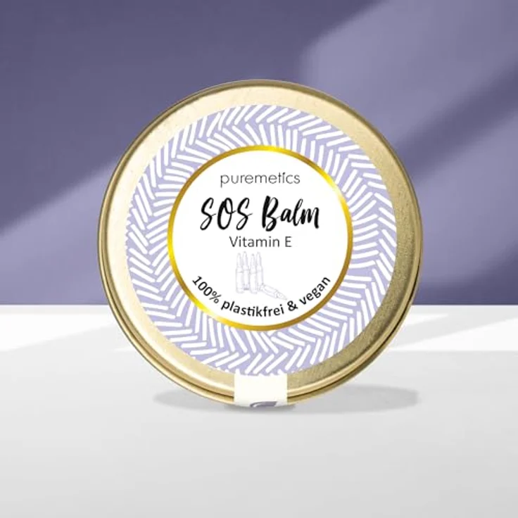 puremetics SOS Balm Vitamin E Lippenbalsam für Damen, Feuchtigkeitsspendend, 10 ml, Vegan – Bild 2