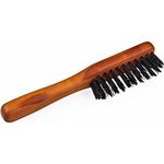 GREENDOOR Bartbürste Birnbaumholz mit Stiel, 137 x 22 mm, 3 Reihen Wildschwein-Borsten, edle natürliche Bartpflege, Handarbeit aus deutscher Manufaktur, Bart Bürste mit Griff, Naturkosmetik
