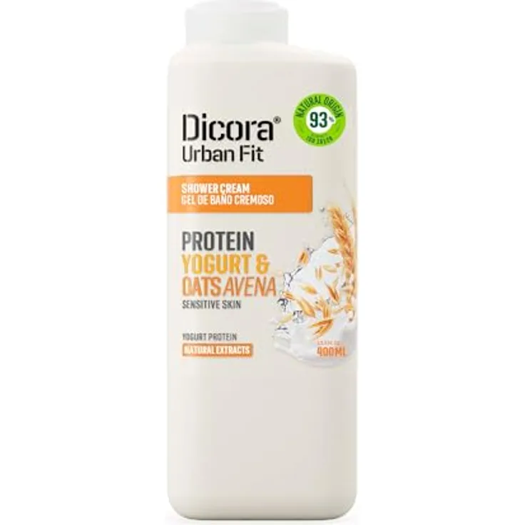 Dicora Urban Fit Cremiges Duschgel Proteins Joghurt & Haferflocken, Feuchtigkeitsspendend für empfindliche Haut, 400 ml, Cruelty Free