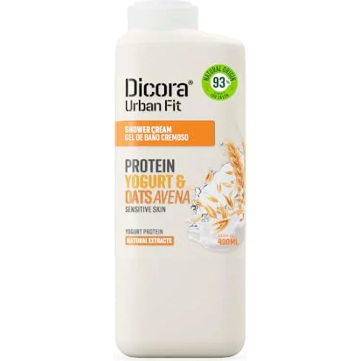 Dicora Urban Fit Cremiges Duschgel Proteins Joghurt & Haferflocken, Feuchtigkeitsspendend für empfindliche Haut, 400 ml, Cruelty Free – Bild 1