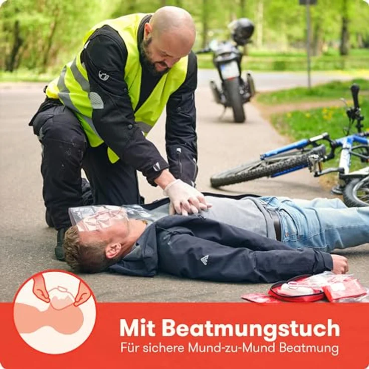 PURAHELP Motorrad Verbandskasten nach aktueller Norm 2024 DIN 13167 (StVO konform) - Inkl. Beatmungstuch - Motorrad Erste Hilfe Set 2024 Mini Klein – Bild 5