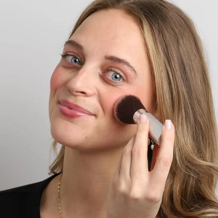 COSLINE Schiebepinsel, Kosmetikpinsel mit veganem Synthetikhaar, ausziehbar und einstellbare Haardichte, für Puder und Rouge, grau – Bild 2