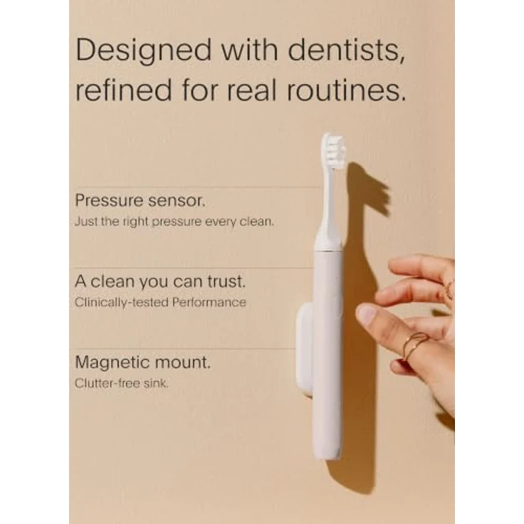 SURI Core Sonic Elektrische Zahnbürste, bis zu 4 Wochen Akku, Drucksensor, 2-Minuten-Timer, grau – Bild 2
