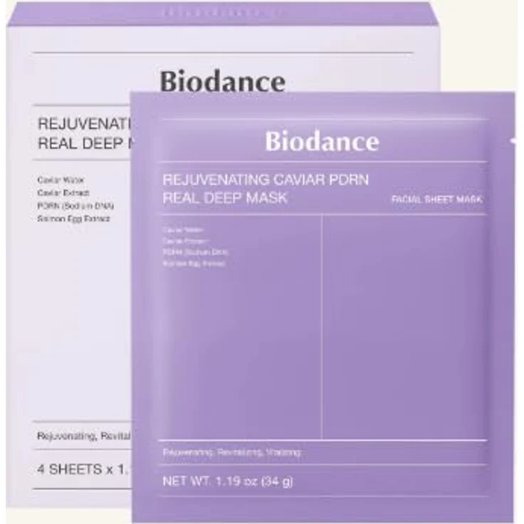 Biodance Rejuvenating Caviar PDRN Real Deep Mask, revitalisierende Tuchmaske zur Regeneration der Hautbarriere, 34 g – Bild 1