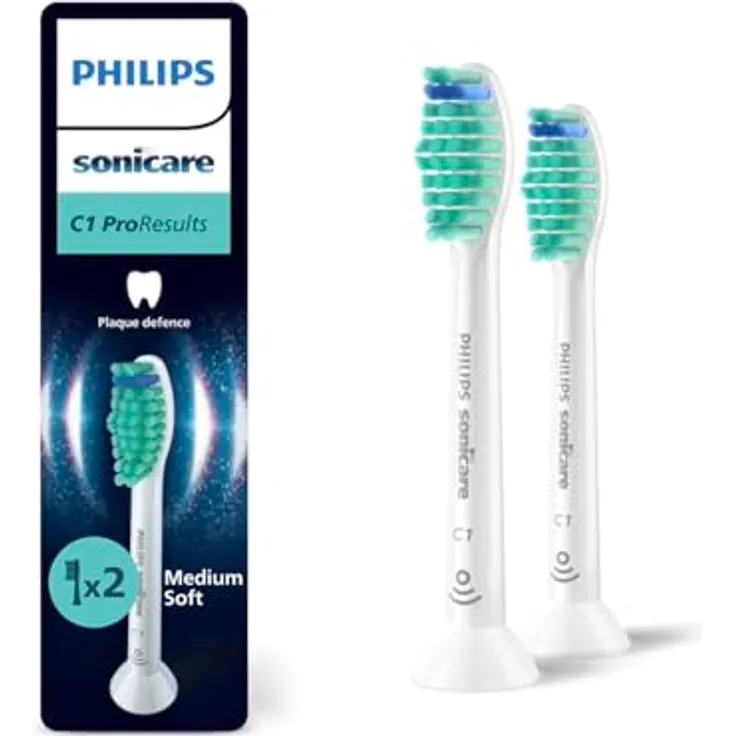 Philips Sonicare ProResults HX6012/87, Doppelpack Bürstenköpfe, 2 Stück, Weiß, Medium soft, bis zu 2x mehr Plaque-Entfernung