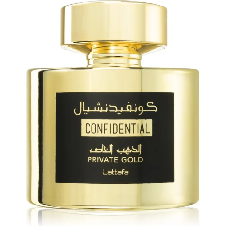 Lattafa Confidential Private Gold EDP Unisex, 100 ml, fruchtiger blumiger holziger Duft für optimistische Stimmung