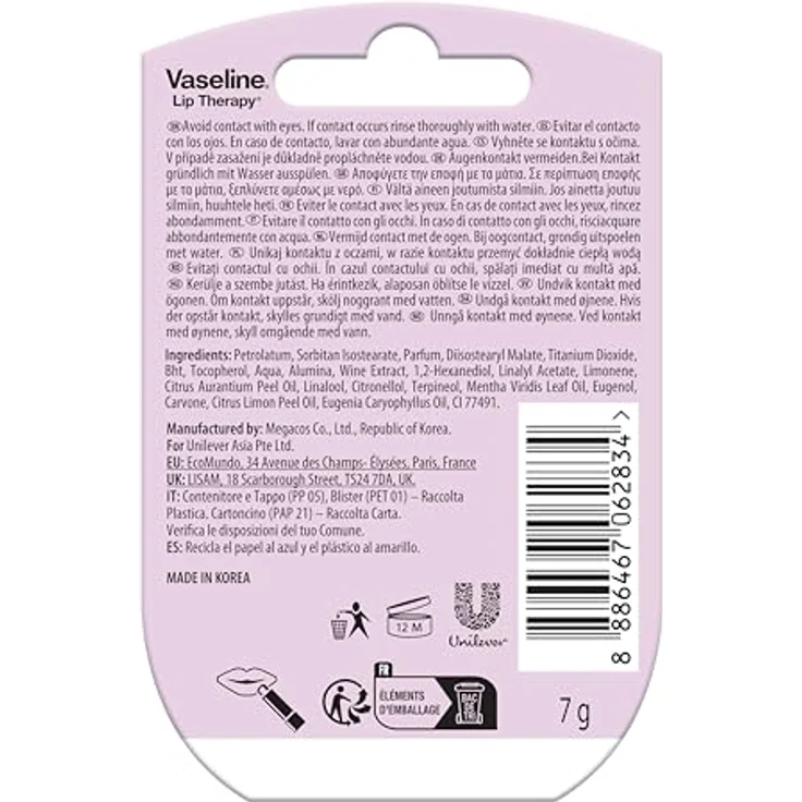 Vaseline Lip Therapy Pink Bubbly, 7G Lippenbalsam mit intensiver Feuchtigkeit, rosa Schimmer, 3er Pack – Bild 4