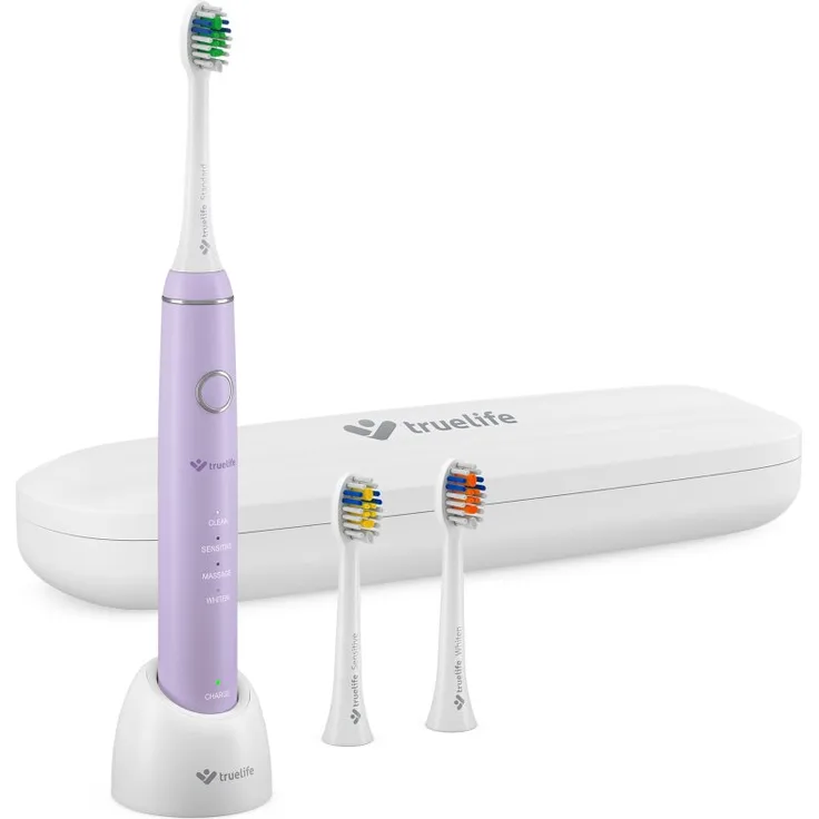 TrueLife SonicBrush Compact, Schallzahnbürste für Damen mit Effektiver Plaque-Entfernung, Lavender, inkl. Ersatzköpfen und Reiseetui