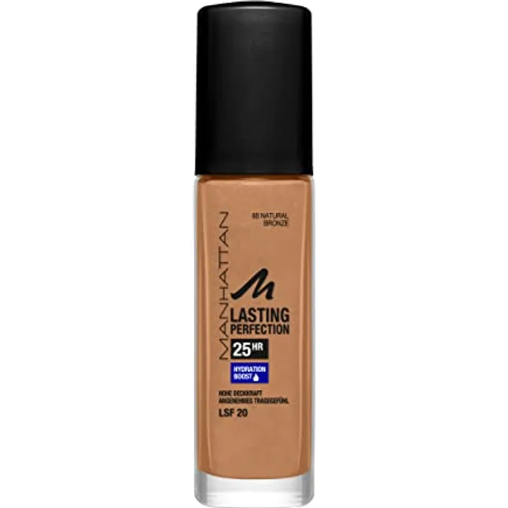 Manhattan Lasting Perfection 25 Stunden Make up, Natural Bronze 68, feuchtigkeitsspendende Foundation, langanhaltend, hohe Deckkraft, für einen makellosen Teint, 30 ml