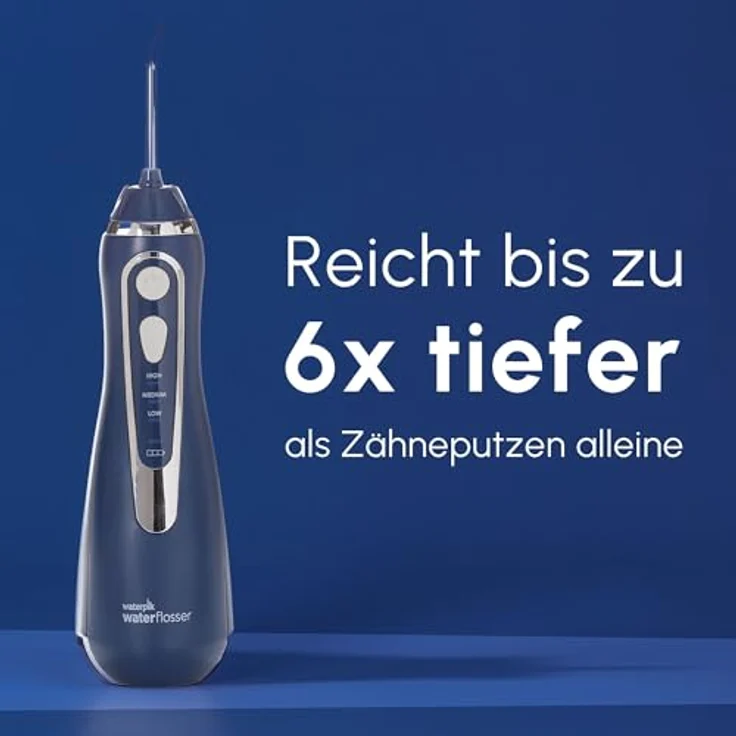 Waterpik Munddusche Cordless Advanced WP-563, kabellos mit pulsierendem Wasserstrahl, 3 Druckstufen, wasserdicht, inklusive 4 Aufsätzen, Induktionsladesystem – Bild 9
