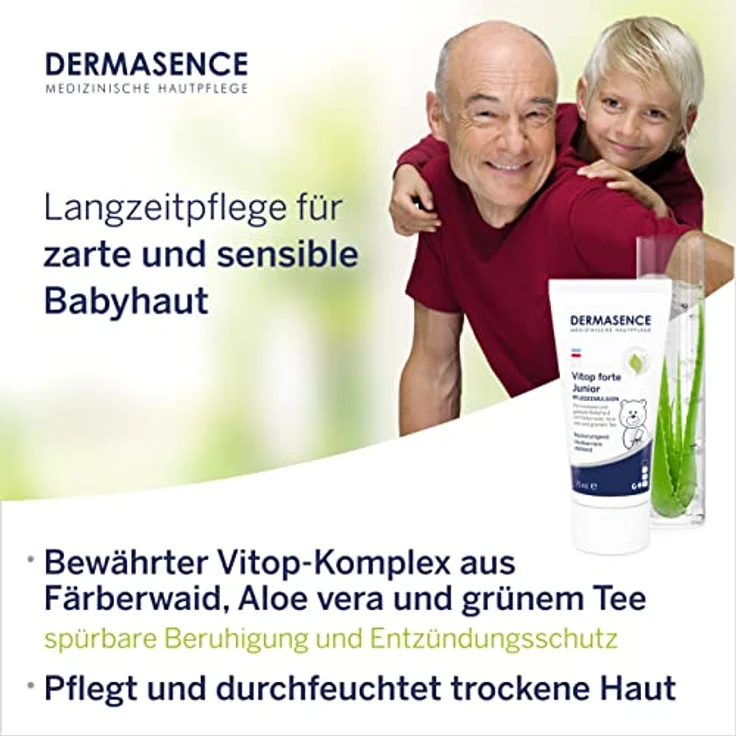 DERMASENCE Vitop forte Junior - Intensivpflege für die sensible,trockene und zu Rötungen niegende Kinderhaut - stärkt die Barriere der Haut - für Babys ab drei Monaten und Kleinkinder - 75 ml – Bild 4