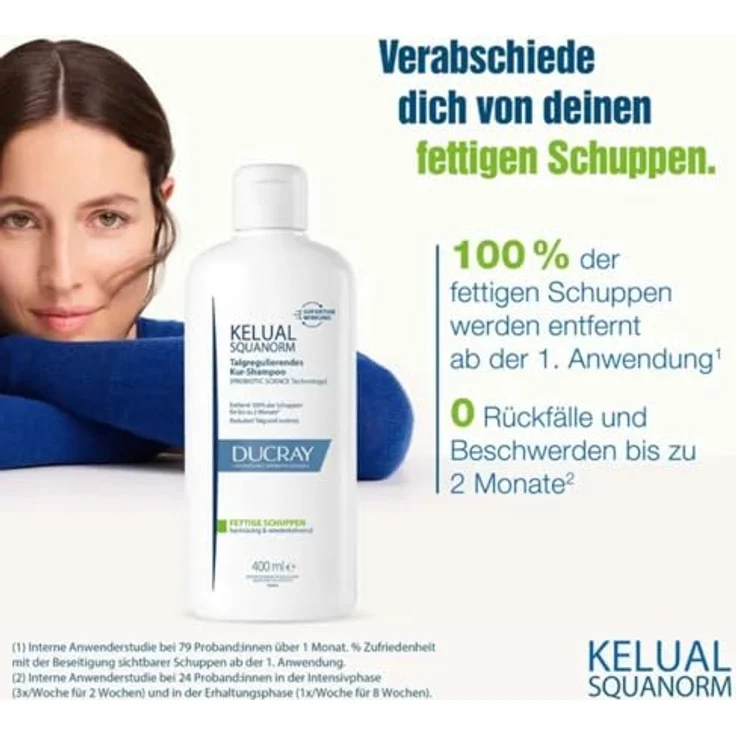 Ducray Kelual Squanorm Shampoo für fettige Schuppen, 400 ml – Bild 4
