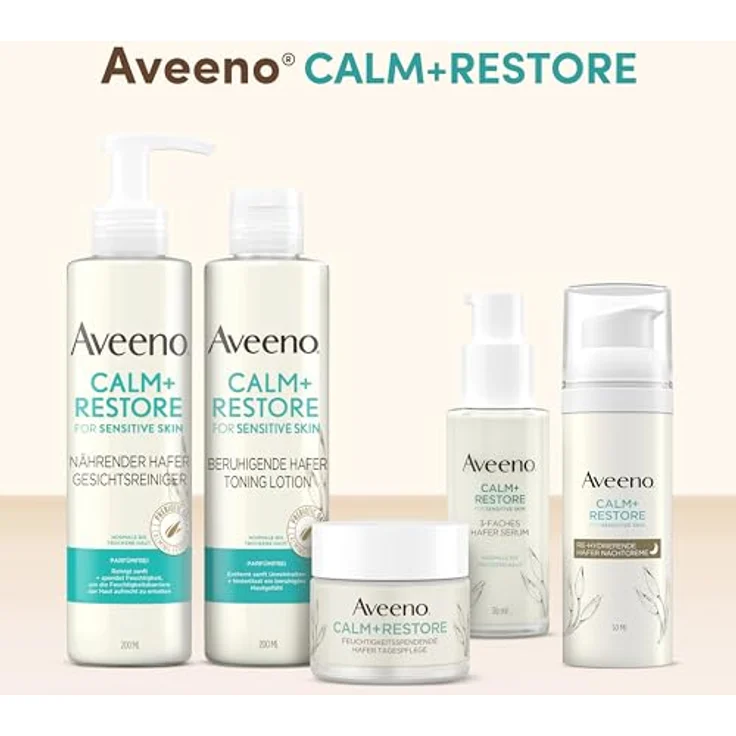 Aveeno CALM+RESTORE Feuchtigkeitsspendende Hafer Tagespflege (50 ml), parfümfreie 24 Stunden Feuchtigkeitspflege, beruhigt sofort empfindliche Haut, mit präbiotischem Hafer & beruhigendem Mutterkraut, Gel-Creme-Formel – Bild 5