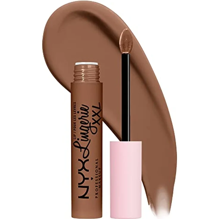 NYX Professional Makeup Lip Lingerie XXL, flüssiger Lippenstift mit mattierendem Finish, Farbton 29 - Hot Caramelo, 4 ml – Bild 1