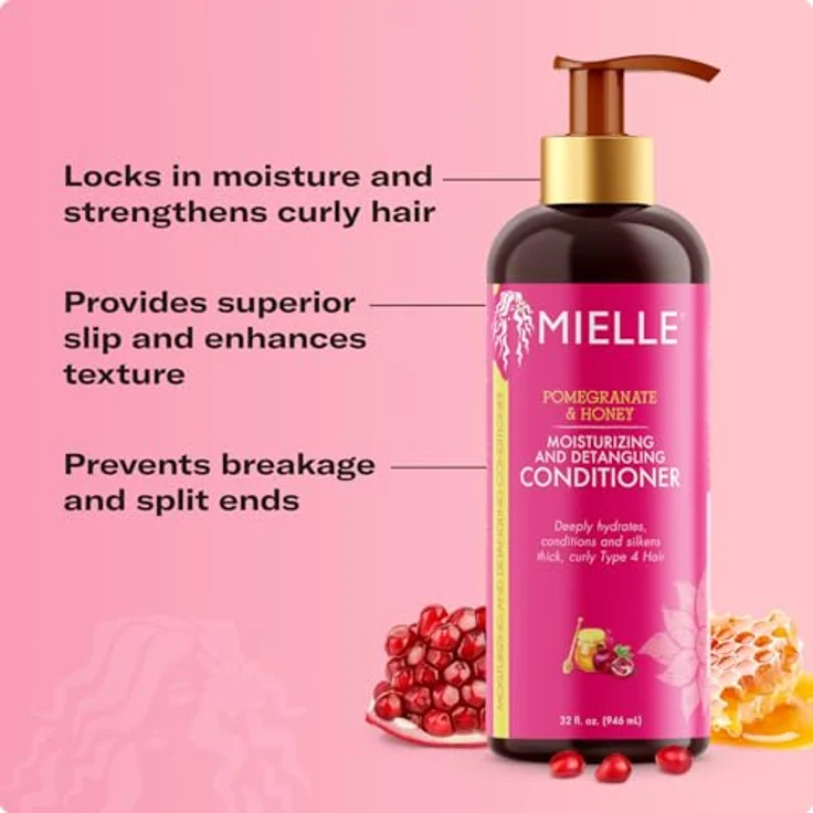 Mielle Pomegranate & Honey, feuchtigkeitsspendender Conditioner für leichte Kämmbarkeit, 355 ml, stärkt Haarfasern und verhindert Haarbruch – Bild 4