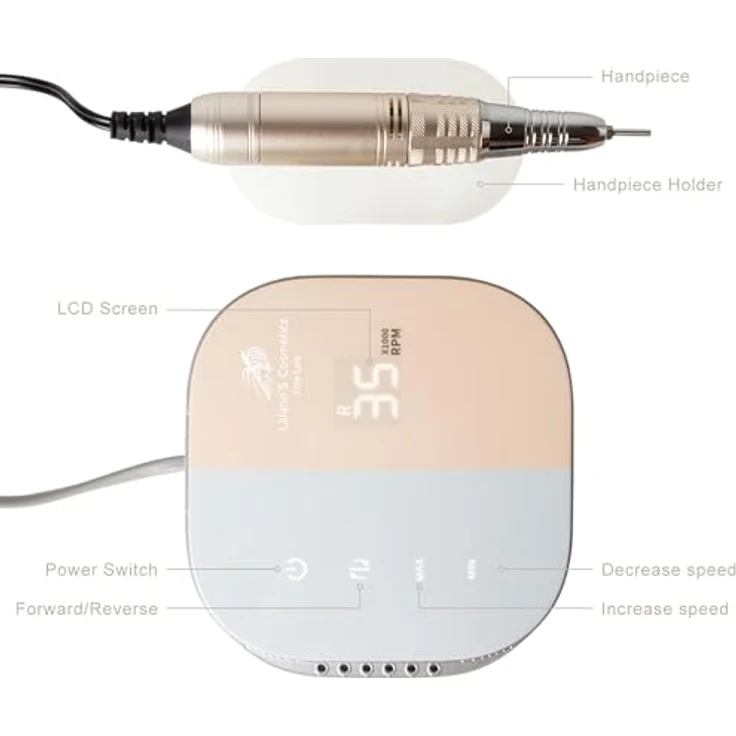 Lalano'S Cosmetics Maniküre-Pediküre-Set Nagelfräser X1000, TouchPro mit 35000 U/Min, Aluminium Handstück, LED Anzeige – Bild 6