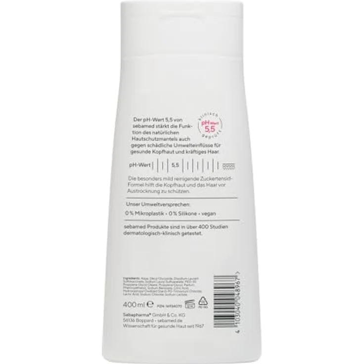 Sebamed Every-Day Shampoo 400 ml, Haarshampoo für Damen und Herren, Zuckertensidformel, mehr Fülle und Glanz, MADE in Germany – Bild 2