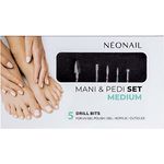 NÉONAIL Fräser Bits Set MEDIUM, 5-teiliges Set mit verschiedenen Körnungsgraden für Gelnägel - inklusive Hartmetall- und Diamantfräsern