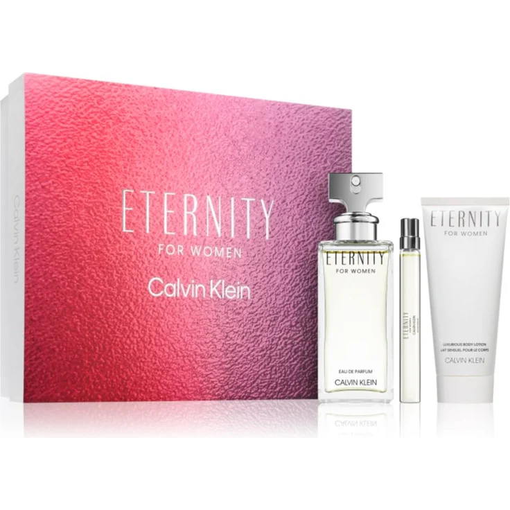 Calvin Klein Eternity Geschenkset für Damen, Eau de Parfum 100 ml mit parfümierter Bodylotion 100 ml und Duft-Miniatur 10 ml, ideal als Geschenk