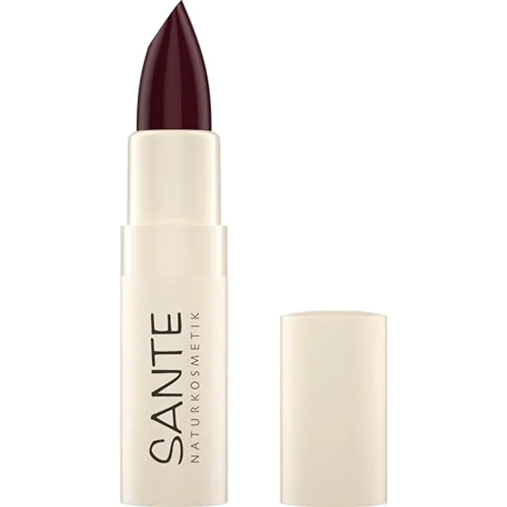 SANTE Naturkosmetik Moisture Lipstick 08 Chestnut Glam, pflegender Lippenstift mit Hyaluron, Plump Effekt und Sepilift in kastanienfarbenem Braunton, 4,5g