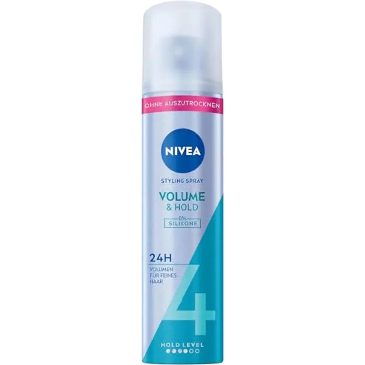 NIVEA Volume & Hold Styling Spray, pflegendes Haarspray mit UV-Schutz, Panthenol & Vitamin B3, 24h Halt (Haltestufe 4), vegan, ohne Silikone, 75 ml