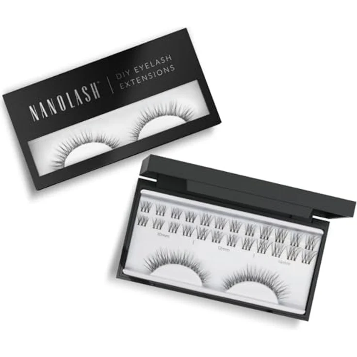 Nanolash DIY Eyelash Extensions, Knotenfreie Bündel mit selbstklebenden Wimpern, 36 St. - Dramatischer Blick, voluminöse Wimpern, Schwarz – Bild 1