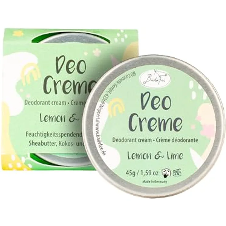 Badefee Deo-Creme Lemon & Lime, 45 ml, feuchtigkeitsspendende Deocreme mit antimikrobiellem Zinkoxid
