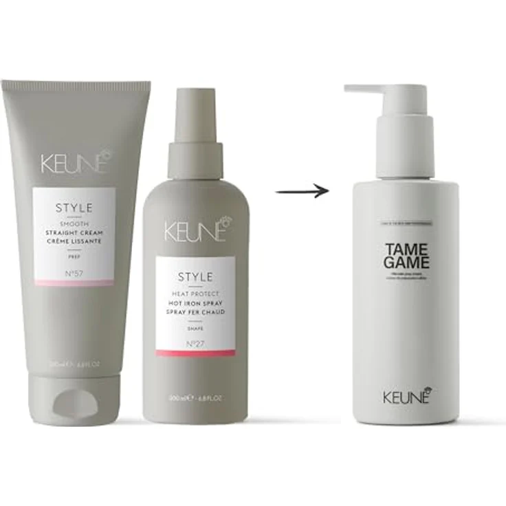Keune Style Heat Protect Tame Game Ultimate Prep Cream, 200ml, schützt bis 230 °C, spendet Feuchtigkeit und bändigt Locken – Bild 6