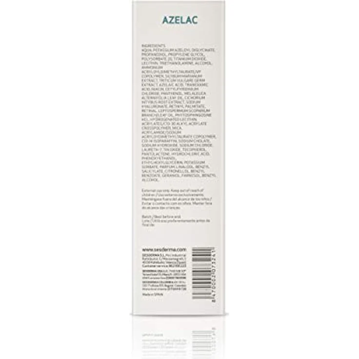 Sesderma Azelac Feuchtigkeitsgel, Tägliche Feuchtigkeitspflege für empfindliche Haut, Rosacea-Haut, Fettige Mischhaut, Rötungen, Grünes Pigment, 50ml – Bild 3