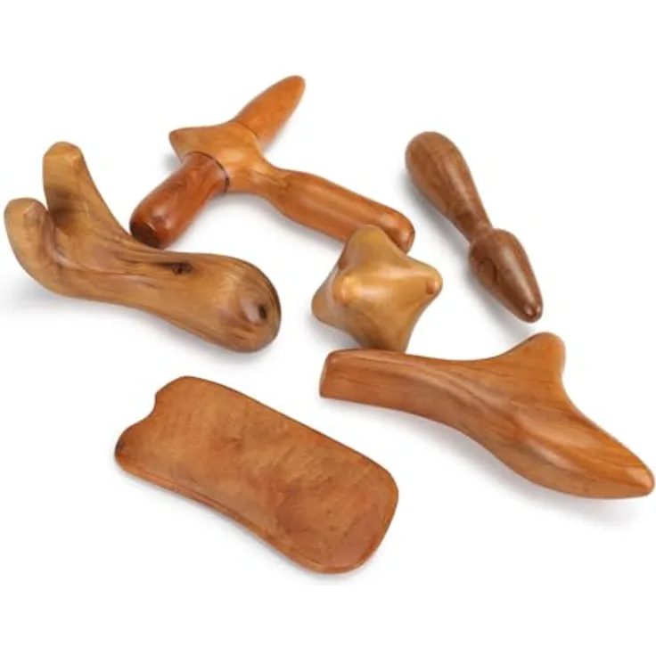 Habys Massageliege Massage-Werkzeug-Set, 6-teiliges Holz-Set für Tiefenmassage mit ergonomischen Formen