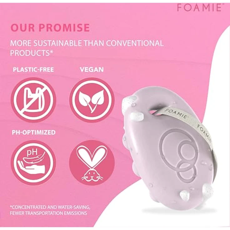 Foamie Cherry Kiss Shower Body Bar, vegane Handseife mit neutralem pH-Wert, 80 g – Bild 2