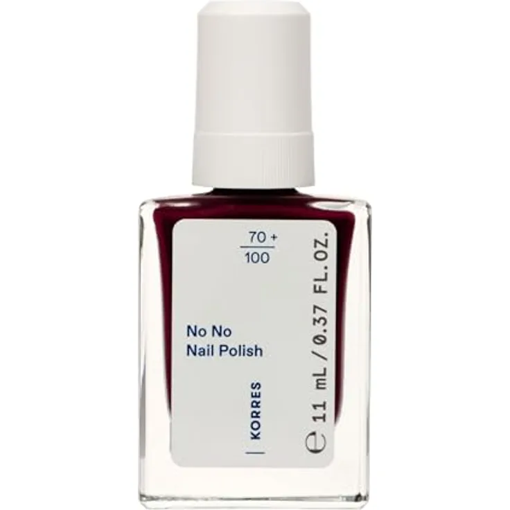 KORRES No No Nail Polish 59 Burgundy Red, veganer 10-Free Nagellack mit Gel-Effekt, hoher Deckkraft, splitterfest und brillantem Glanz, 11 ml