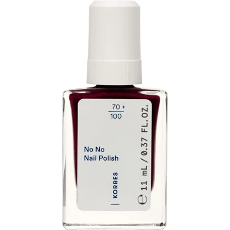 KORRES No No Nail Polish 59 Burgundy Red, veganer 10-Free Nagellack mit Gel-Effekt, hoher Deckkraft, splitterfest und brillantem Glanz, 11 ml – Bild 1