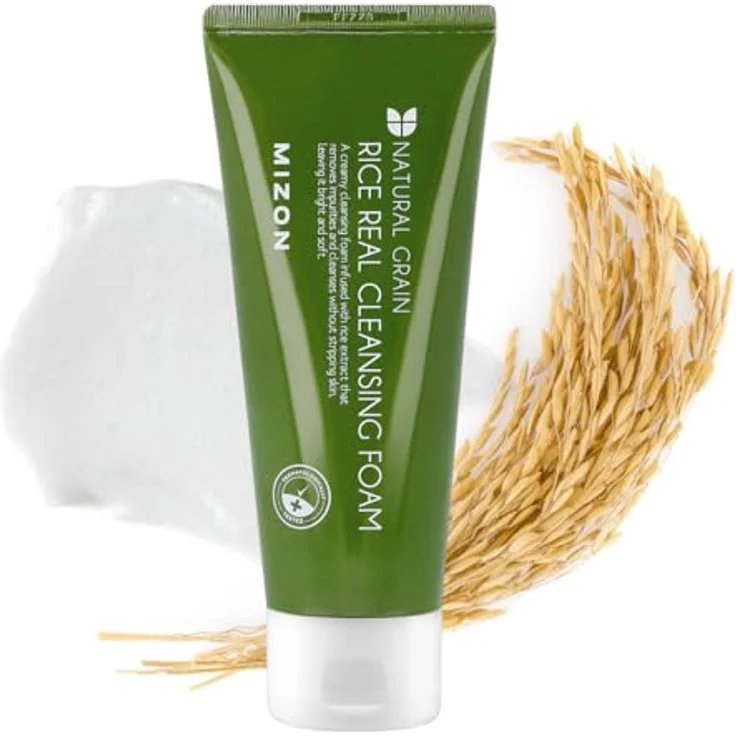 MIZON RICE REAL CLEANSING FOAM, 150ML - Sanfter Reinigungsschaum mit Reisextrakt für strahlende Haut, porentiefe Reinigung und sanfte Exfoliation für fettige und Mischhaut – Bild 1