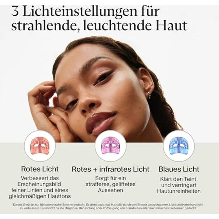 Therabody TheraFace Mask Glo | Kabellose LED-Hautpflegemaske mit Rot-, Blau- und Infrarotlicht, beruhigender Kopfmassage und 504 LEDs für alle Hauttypen – Bild 4