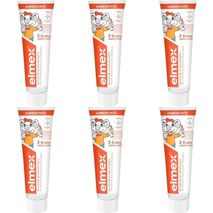 Elmex Kinder-Zahnpasta mit Fluorid, 50 ml, für saubere und gesunde Zähne – Bild 2