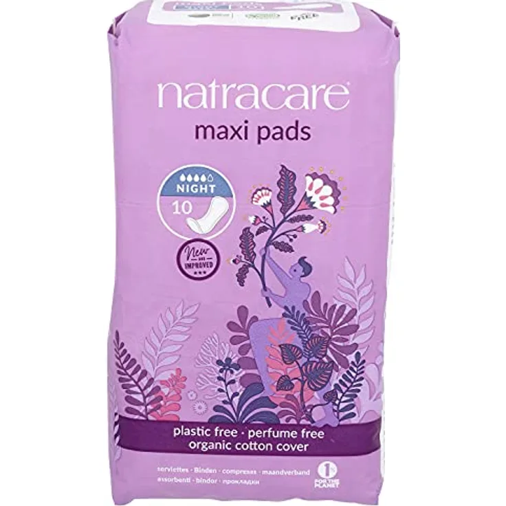 Natracare COMPRESS NACHT Damenbinden, 10 Einheiten, bio, chlorfrei, kunststofffrei, biologisch abbaubar, latexfrei