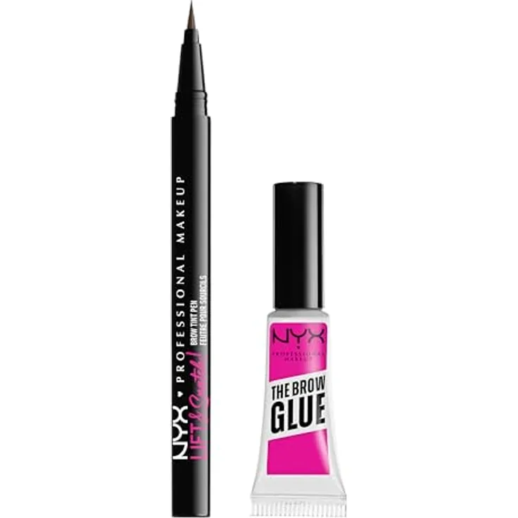 NYX Professional Makeup Brow Lamination Set, Augenbrauen-Styling-Set mit Brow Glue Gel (transparent) & Lift & Snatch Brow Tint Pen (Farbe Espresso), 16 Stunden Halt