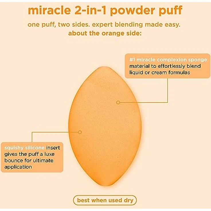Real Techniques Miracle 2-in-1 Puderquaste, doppelseitiges Make-Up-Blending Puff, wendbares Gummiband, Präzisions-Make-up-Schwamm & Puderquaste, für flüssige, cremefarbene und puderförmige Produkte, 1 – Bild 4