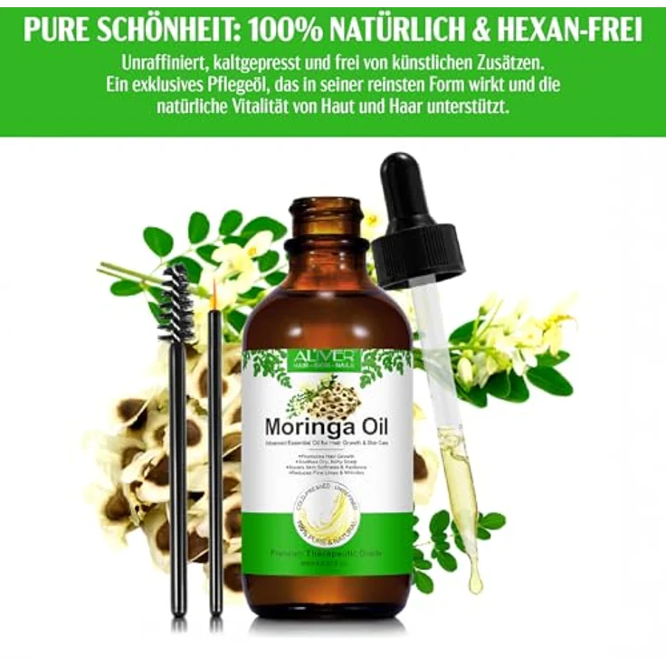 P-Beauty Moringa Öl, Kaltgepresst für Haare, Haut & Gesicht - Feuchtigkeit, Anti-Frizz, Anti-Aging, 60ml – Bild 5