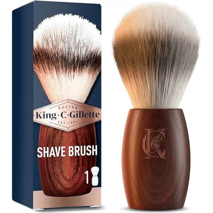 King C. Gillette Rasierpinsel Herren, mit weichen Borsten und Holzgriff für ein Rasurerlebnis auf Barbier-Niveau, vegan und tierversuchsfrei