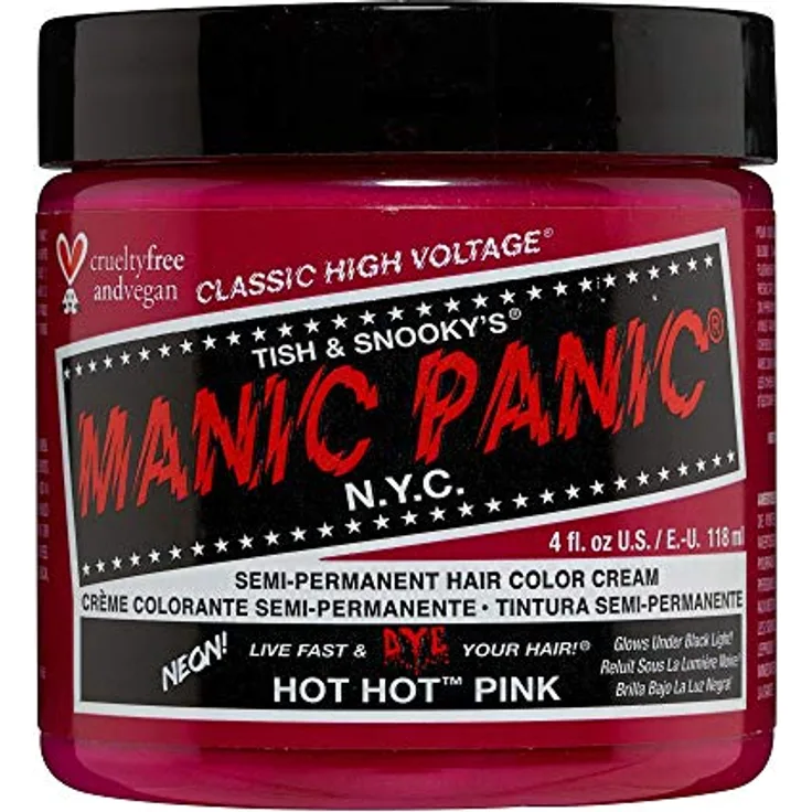 Manic Panic Hot Hot Pink Classic Creme, Vegan, Cruelty Free, Semi Permanent Hair Dye 118ml