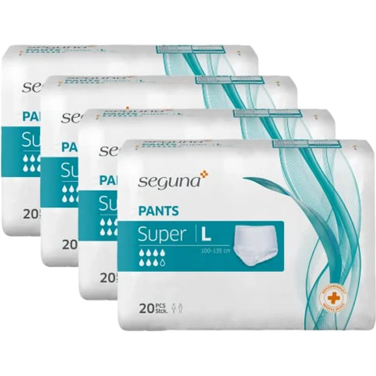 Seguna SEGUNA Pants Super, Inkontinenz Pants, Windelhosen für Erwachsene, Frauen, Männer, Inkontinenzhosen bei Blasenschwäche, L (Beutel 20 Stück), saugstark (1.740 ml), neutraler Versand, Hüftumfang 80 - 110 cm – Bild 2