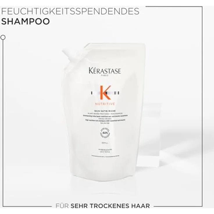 Kérastase Nutritive Bain Satin Riche, Feuchtigkeitsspendendes Haarbad für trockenes bis sehr trockenes Haar, Reichhaltige, revitalisierende Haarpflege, Nachfüllpackung, 500 ml – Bild 2