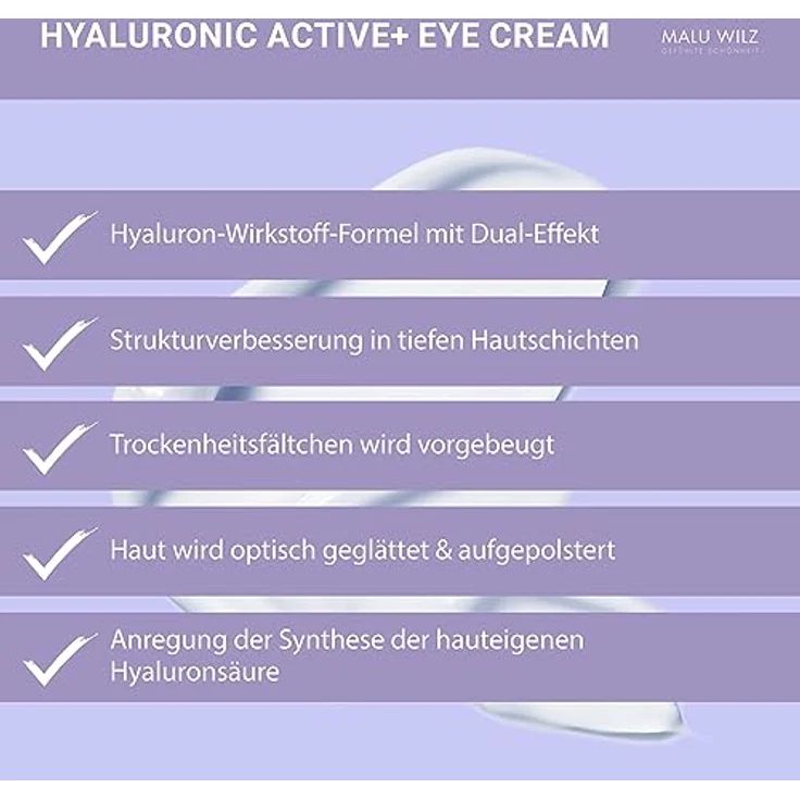 Malu Wilz Hyaluronic Active + Eye Cream 15 ml I Erfrischende Skincare Augenpflege-Serum mit Hyaluron-Wirkstoff-Formel mit Dual-Effekt I Booster – Bild 4